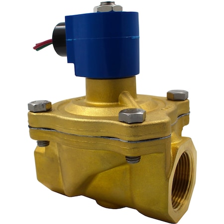 1 1/4 NPT, 2-Way Brass Solenoid Valve, Closed, Viton, 24/50-60, Coil Insulation Class: F